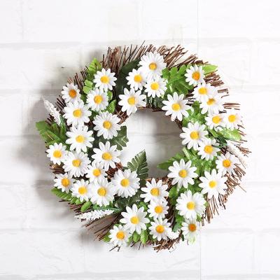 China Amazon Time Sun Flower Wreath Bar Mall Christmas Door Decoration Wedding Decoration Artificial Flowers Slow White Pendant Small for sale