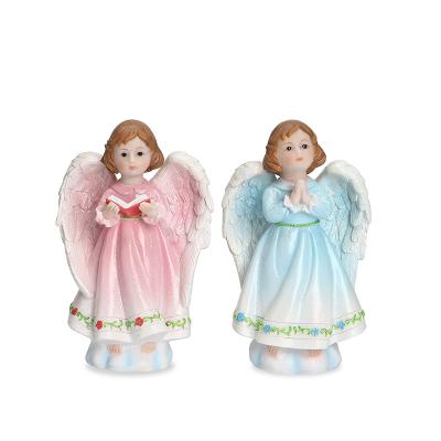 China Resin 2pcs Minimalist Time Slow Opener Retro Angel Wing Flower Dress Model Desktop Ornament Indoor Office Birthday Gifts Home Decor Statue for sale