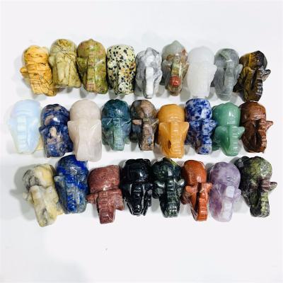 China Wholesale Europe Crystal Carved Stones Natural Crystal Elephant for Decoration for sale