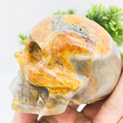 China Europe Wholesale High Quality Hand Carved Natural Crazy Agate Crystal Skulls For Souvenir for sale