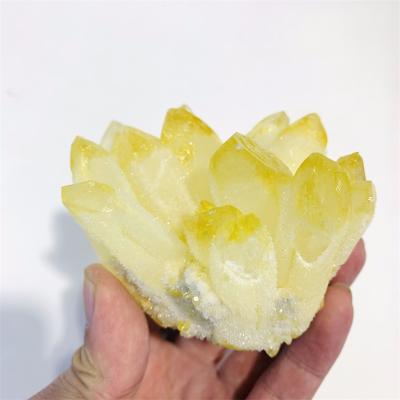 China Europe Crystal Mineral Specimen Yellow Ghost Rough High Quality Wholesale Phantom Cluster For Decoration for sale