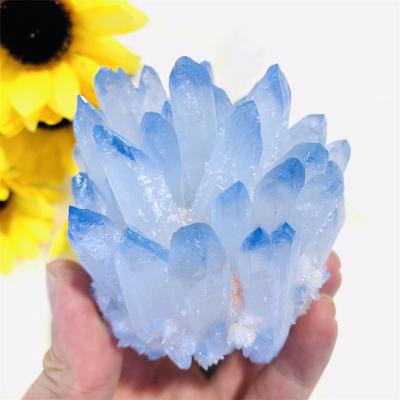 China Europe Crystal Mineral Specimen Sky Blue Rough High Quality Wholesale Ghost Phantom Cluster For Decoration for sale