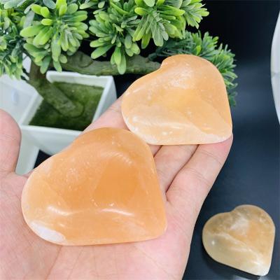 China Wholesale High Quality Healing Crystal Orange Selenite Heart Shape Energy Polishing Selenite From Europe for sale