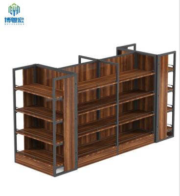 China Fashion Single Sided HOT SALE Retail Store Display Shelving Light Duty Fashion Design Wooden Gondola For Supermarket Customized Equipment for sale