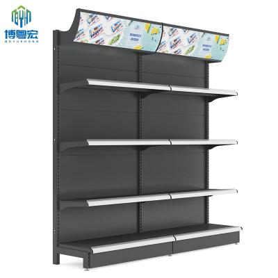 China Double Sided Hot Sale Supermarket Shelves Steel Retail Shelves Display Gondola Advertising Rack For Store for sale