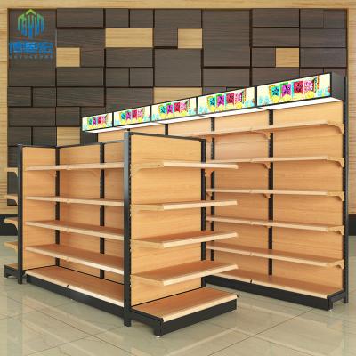 China Good Price Wooden Single Sided Display Rack Store Production Line Shelving Gondola Shelf Supermarket Shelves For Sale for sale