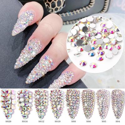 China 1pack DIY Art 3D Color Nail Art Decoration Hot Selling Fake Stone SS3-SS40 Crystal Flat Back Super Shiny Nail ab for sale