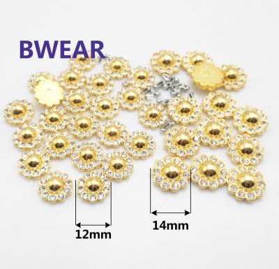 China Fashion Nickel Free Rhinestones Leather 8mm 2mm Encrusted Crystal Gold Pop Fancy Rivets for sale