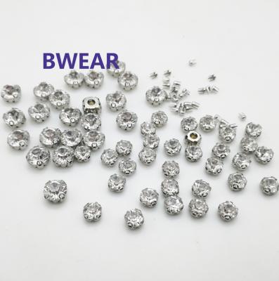 China Luxury High Quality Sew Fashion Crystal Bead Rhinestone Dress, 8mm Crystal Silver/Gold Rhinestone Claw for sale