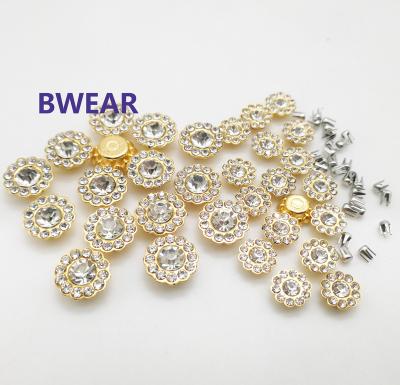 China Gold 8Mm Luxury Hot Sale Metal Decorative Apparel Claw Rhinestone Button Fancy Crystal for sale