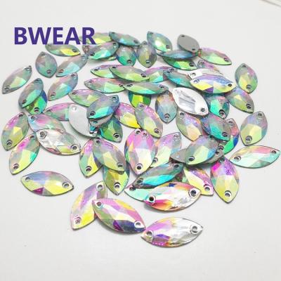 China Wholesale Flatback Flatback Horse Eye Shape Double Hole Neon Colors Resin Rhinestone Stones for sale