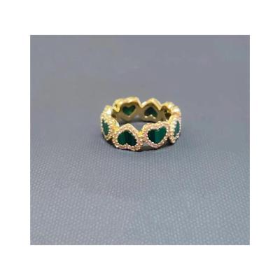 China Fashion Cute Female Simple Soulmate Ring Love Malachite Silver Ring for sale