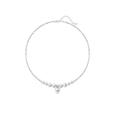 China Europe and America Lucky Star LS Silver Pearl Upper and Lower Pearl Stitching Hanging Necklace for sale