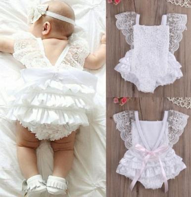 China Sleveeless Factory Wholesale Children's Clothing 2022 Summer Cute Lace Newborn Baby Clothes Girls Rompers Set for sale