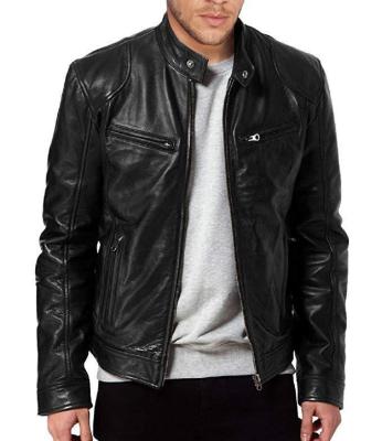 China 2021 New Designs Fashion Slim Fit Biker Mens Breathable PU Leather Jacket for sale