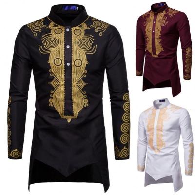 China Breathable Unique Print FLOWER Design Shirt Men's Luxury Baroque Royal Baroque Man Shirts LONG for sale