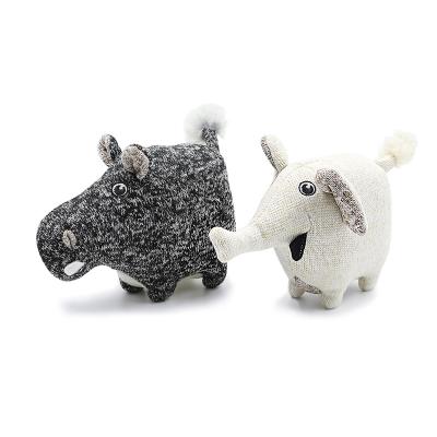 China Custom Stock Contract Hippo Stuffed Squeaky Interactive Pet Toy Animal Stuffed Pet Chew Toys for sale