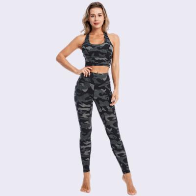 China Breathable Best Selling 2 Piece Fitness Wear Women Breathable Camou Camou Set Yoga for sale