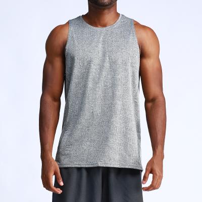 China QUICK DRY QUICK DRY Plus Size Support Mens Sports Fitness Gym AthleticTank Loose Crew Neck Tops Polyester Spandex Sleeveless For Men for sale