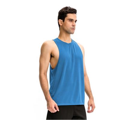 China Active Anti Wrinkle Mens Muscle Workout Mesh Quality Gym Oversized Loose Tank Top Shirts White for sale