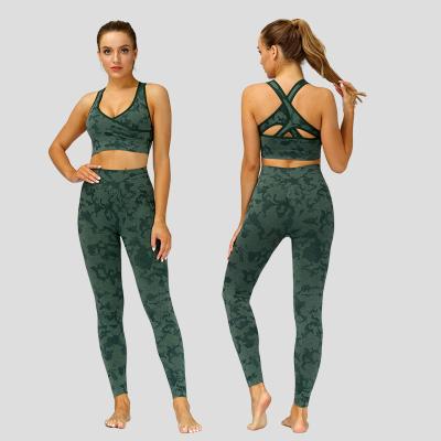 China New High Waist Tiger Printed &Camouflage Breathable Yoga Breathable Upper Pants Sets Arm Warmers Sportswear for sale