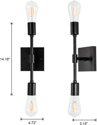 China Modern Modern Bathroom Wall Sconces, Industrial Wall Sconce Lighting For Bathroom 2-Light Matte Black Bathroom Vanity Light Fixtures for sale