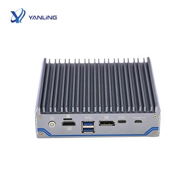 China For CPU J4125 Quad Core Mini Business Linux PC fanless industrial PC with 4*LAN 1*Type-C port for sale