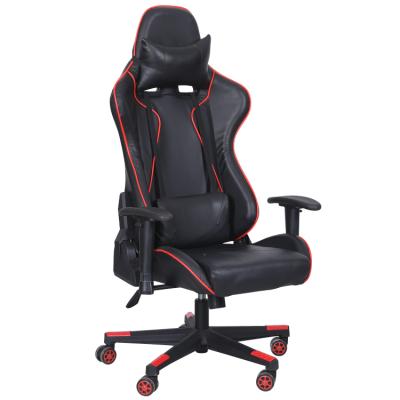 China Free Sample Dropshipping Adjustable PC Leather Silla Gamer Racing Computer Reclining Led Gaming Chair With Footstool for sale