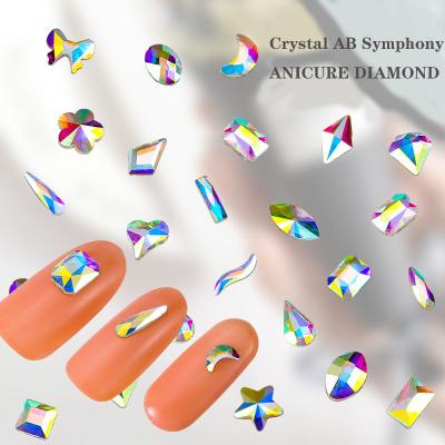 China Wholesale Luxury Factory Fancy D Nail Crystal Stones Non Thermal Repair Strass Flat Back Glass Nails AB Rhinestones For Nail Decoration for sale