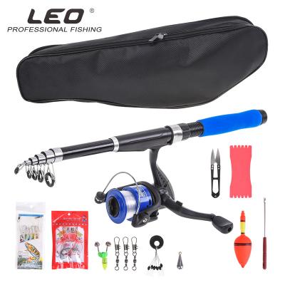 China LEOFISHING Glass 2.1M Fishing Pole Set with Full Starter Fishing Kits Fishing Pole Combo Set Portable Telescopic Rod Reel Bag for sale