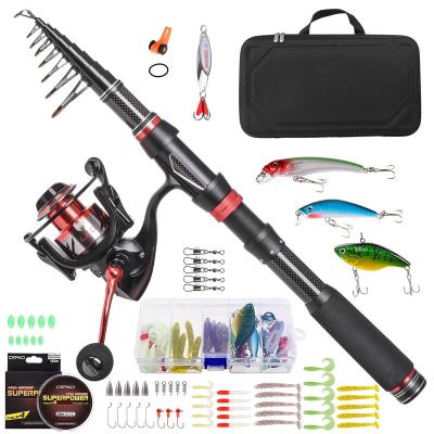 China Carbon Telescopic Fishing Rod and Reel Combos Set with Reel Fishing Tackle Kit Bag and Carrier Carbon Fiber Spinning Poles for sale