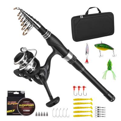 China Carbon Portable Telescopic Fishing Rod and Reel with Full Kits Carrier Bag for Travel Salt/Freshwater Combos Carbon Fiber Fishing Poles for sale