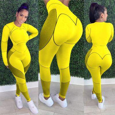 China Hot Selling Viable Women 2 Pieces Sets Yellow Yoga Yoga Sets Elastic for sale