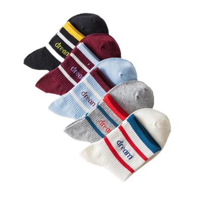 China Breathable Ladies Woman Cotton Cheap Style Letter Custom Spring Logo Knit Crew Socks for sale