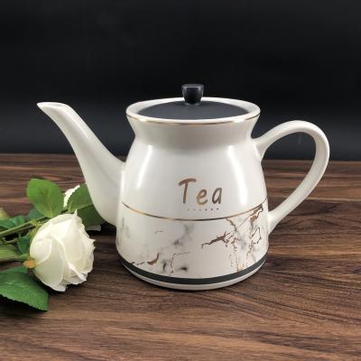 China Stocked 2021 Modern Trending Products Teapots Set With Lid Porcelain Ceramic Kettle Coffee Teapot for sale