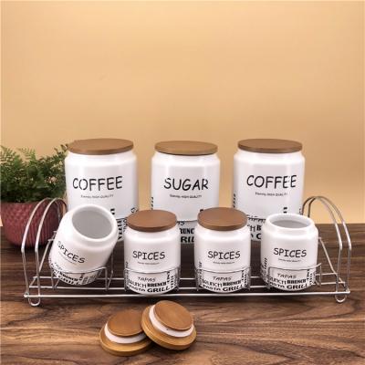 China New model ceramic jar tea coffee sugar salt storage last viable china ceramic storage jar for sale