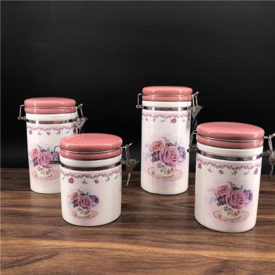 China Retro Cheap Promotional Creative Ceramics Storage Jar Tea Coffee Sugar Viable Round Ceramic Pots for sale