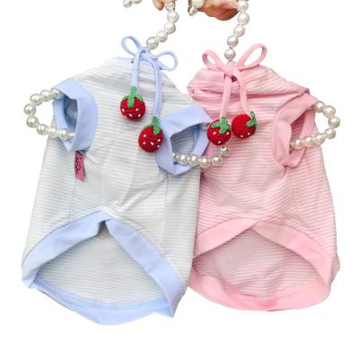 China Cute Summer Strawberry Embroidery Dog Clothes Cotton Dog Apparel Pet Clothes Viable for sale