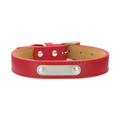 China Wholesale Personalized Viable Pet Cat Dog ID Dog Collar Durable Genuine Leather for sale