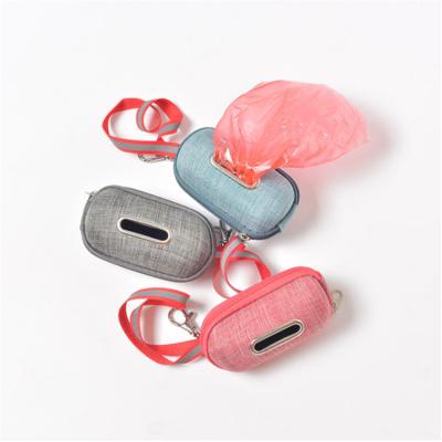 China Viable Wholesale Canvas Oval Hands Free Carrier Waste Cloth Factory Dog Poop Bag Dispenser for sale