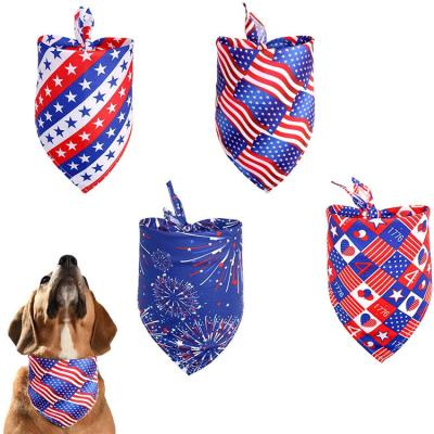 China Durable Special Pet Bandana Scarf USA Triangle Pet Bibs American Flag Dog Bandana for sale