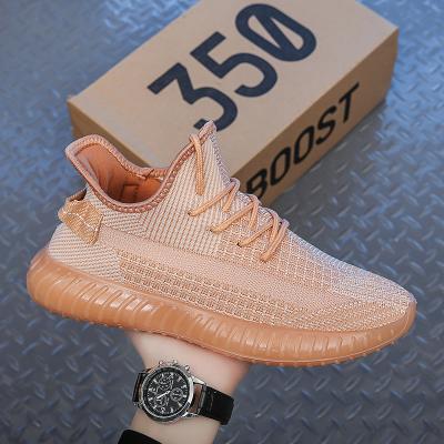 China New Style 350 Trend 2021 Fashion Sneakers Men's Breathable Sports Shoes Fly Running Shoes Women's Knitting Tennis Shoes for sale