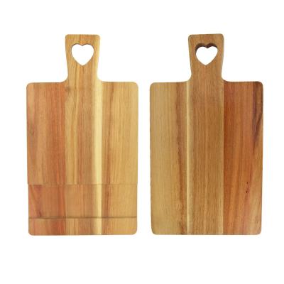 China Disposable Acacia Paddle Cutting Board Wood Cutting Plate with Handle Kitchen Fruit Charcuterie Cheese Pizza Serving Tray Board Natural for sale