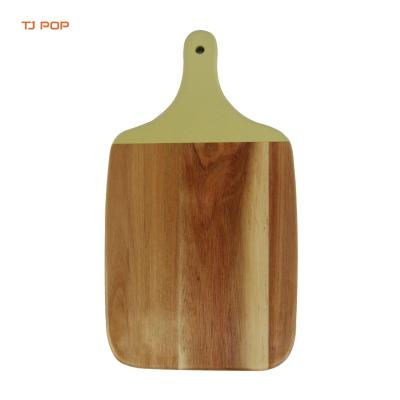 China Wholesale Disposable Eco-Friendly Kitchen Utensils Large Acacia Wooden Serving Cutting Board Cheese Cutting Plate With Handle for sale