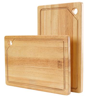 China OEM/Custom Kitchen Disposable Wooden Cutting Board with Juice Groove Have Hole Serving Board Hanging Rubber Wood Cutting Plates for sale