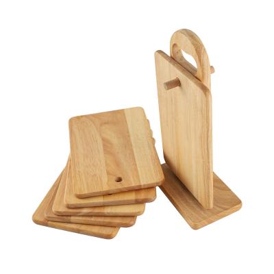 China Disposable Rubber Wooden Chopping Board Set for Kitchen Stand Mini Chopping Board Woody Sets with Stand for sale