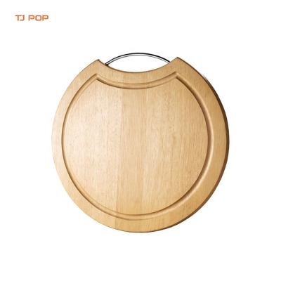 China Custom/Wholesale Round Shape Disposable Rubber Wooden Chopping Board Cutting Board With Handle for sale