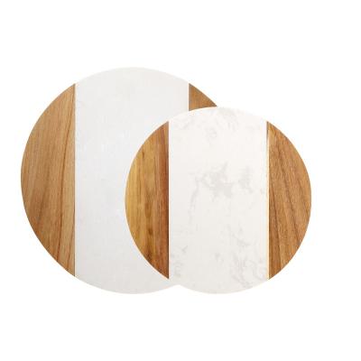 China Combination Disposable Custom Log and Marble Stone Cutting Board Set Kitchen Food Cutting Plates Acacia Wood Cheese Serving Board for sale