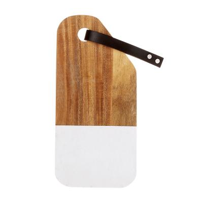 China Disposable White Wooden Marble and Acacia Cheese Board Meat Loaves Deli Cutting Board Marble Slab Pastry Serving Board for sale