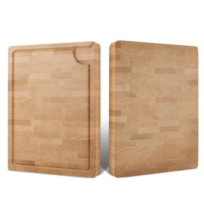 China Large Disposable Red Oak Wood Custom Cutting Board with Juice Groove End Grain Wooden Chopping Plate Kitchen Butcher Blocks for sale